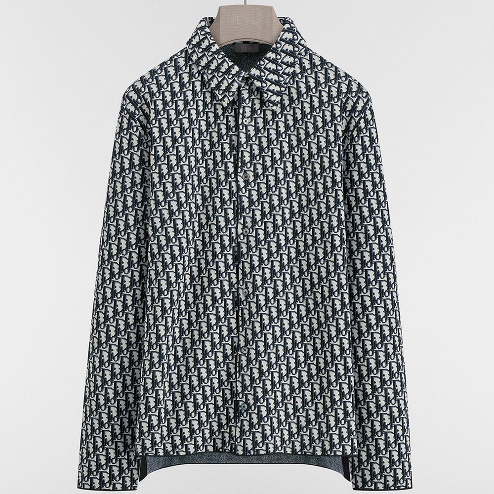Dior Oblique Overshirt Navy Blue Cotton Jacquard